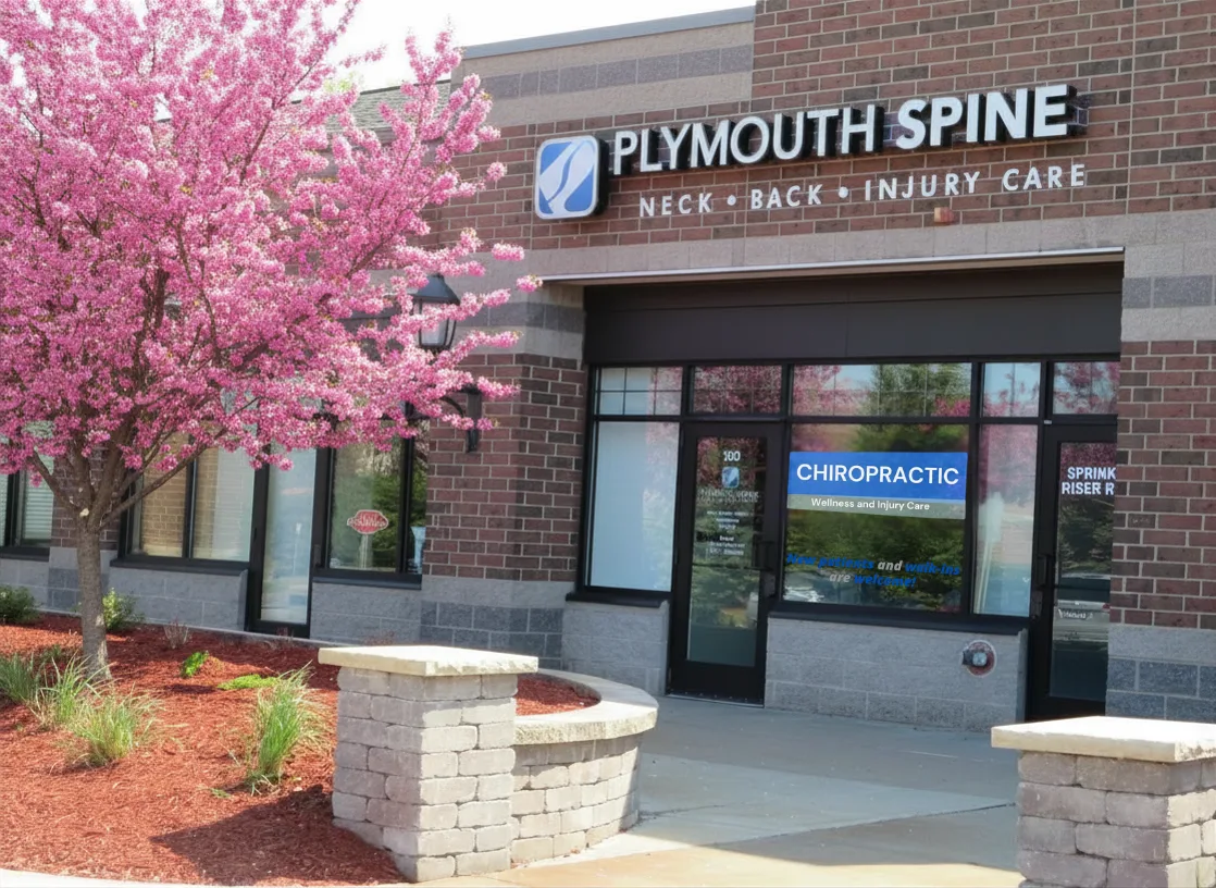 Front office entrance at Plymouth Spine and Health Center in Plymouth