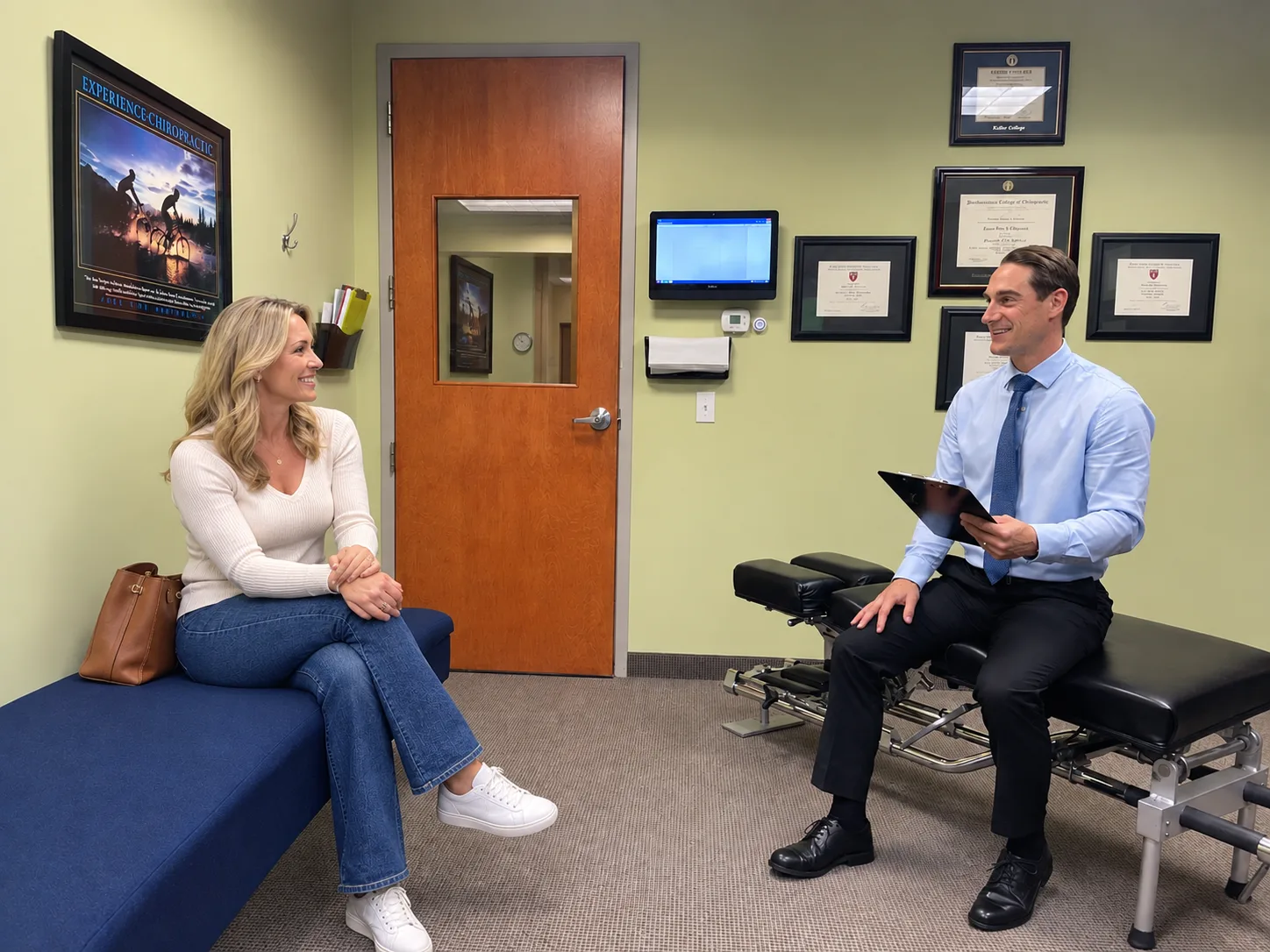 Dr. Reese Shanahan consulting with a patient